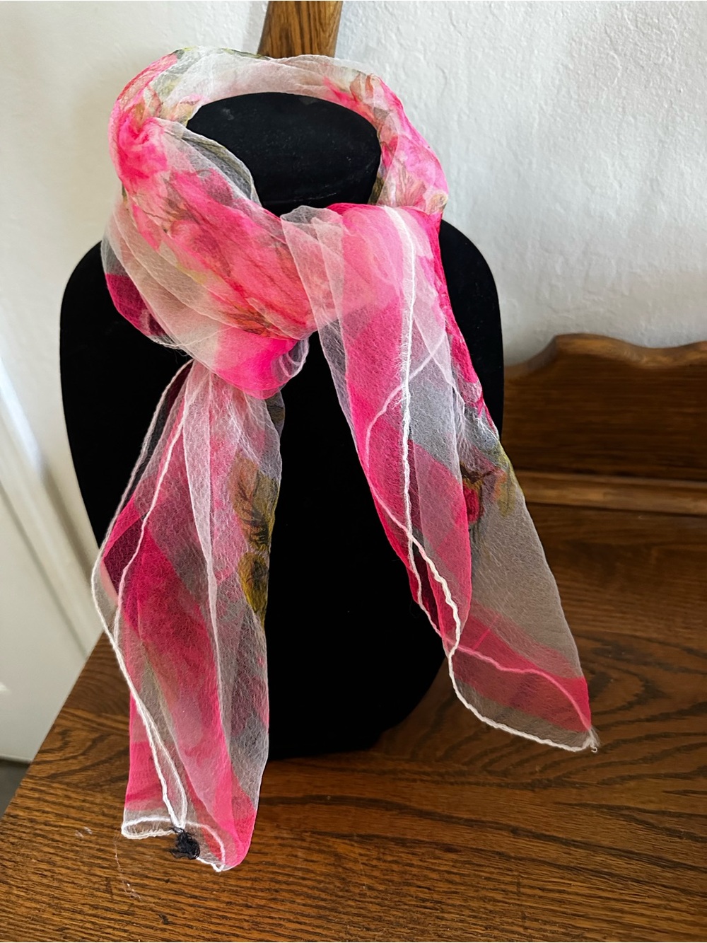 Vintage English Rose Chiffon Scarf